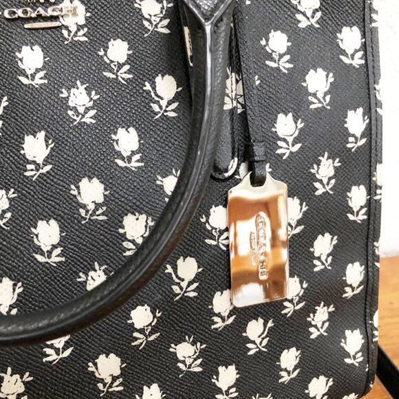 Coach Crosby Carryall Satchel in Floral Crossgrain Leather Crossbody Purse Bag - Picture 10 of 16